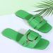 New Plus Square Metal Buckle Fluorescent Flat Slippers For Women, Fashionable Color_vogvips.com