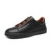 Leather Board Shoes One Pedal Lazy Casual Board Shoes Irst Layer Cowhide Men's Elastic Band White Shoes_vogvips.com