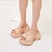 Summer New Thick-Soled Women's Slippers For Outdoor Wear, Black Cross Flower High Heel Platform 9CM Height Increasing_vogvips.com