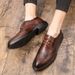 Euro Step Brogue Leather Business Carved Korean Trendy Formal Wedding Breathable British Style Thick Sole Men's Shoes_vogvips.com
