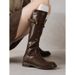 Women's Round Toe Buckle Detail Riding Boots Mid Heel Chunky Heel Knee High Boots With Side Zipper Great For Showing Off Long Legs_vogvips.com