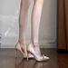 Champagne Colored Bow, Exquisite High Women's Spring And Autumn Fine Heels, Satin Rhinestone, French Temperament Single_vogvips.com