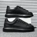 Women Black Platform Skate Shoes Thick Sole Height Increasing Lace Up Leather Casual Daily Walking Sneakers_vogvips.com