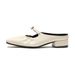 Weiwei Girl 958 2 Women's Square Toe Half Slippers French Style Summer Outerwear One Strap Pleated Silver Closed Toe Single Shoes_vogvips.com