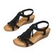 Cross Border Foreign Trade New Style Bohemian Women's Shoes Beaded Mid Heel Open Toe Wedge Heeled Flat Soled Summer Casual Tassel Sandals_vogvips.com