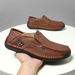 Hollow Out Hand-Sewn Men's Shoes, Outdoor Casual Shoes, Slip-On Flat Leather Shoes, Low-Cut Large Size Loafers_vogvips.com