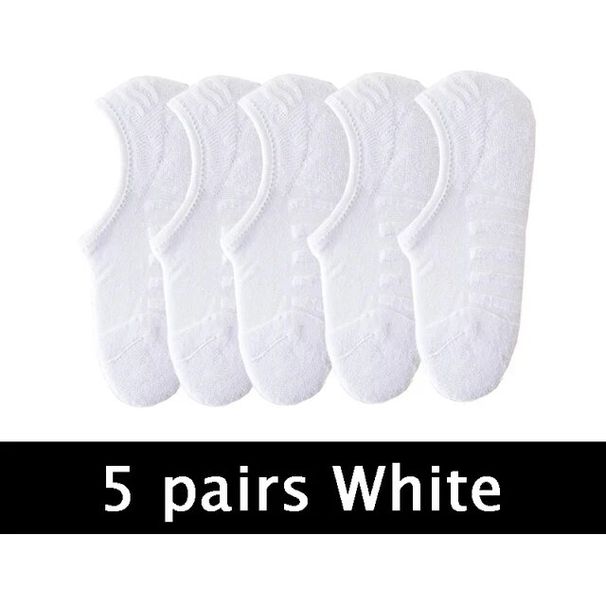 5Pairs Men Towel Bottom Boat Sport Sweat Breathes Silicone Anti-Slip Invisible Socks Spring Summer New Casual Fashion_vogvips.com