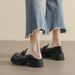 Platform Loafers Women's Retro One-pedal Small Leather Shoes Small College Style Single Shoes Women_vogvips.com
