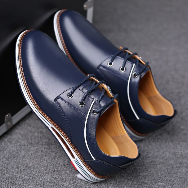 Men's Casual Spring Summer Fashion Trend Youth Popular New Blue Sneakers Invisible Height Increase Leather Shoes Men_vogvips.com
