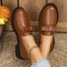 Small Leather Shoes Women's New Thick Soled Bow A Slip-on Large Size Loafers_vogvips.com