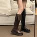 2025 Autumn Winter New Small Size Leg Knight Black Thick Sole High Long Boots For Women_vogvips.com