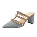 Pointed Studded Open Toe Mules For Women, Versatile Chunky Heel Sandals_vogvips.com