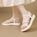 8805 New Women's Sandals 2024 Summer Outdoor Versatile Thick Flat Soft Sole Lace-up Forest Style Slippers Roman Shoes_vogvips.com
