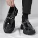 Euro Step 2025 New Thick-Soled Height-Increasing Men's Large Patent Leather Glossy Casual Chunky Heel Loafers Hairstylist Trendy_vogvips.com