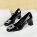 6292-K90 Wind Mary Jane Women, Coarse Heel, Shallow Mouth, Square Head, Shiny Surface, Lacquer Leather, Water Diamond,_vogvips.com