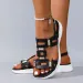 Summer New Round Headed Leather Ladies' Sandals Wedge Casual Beach Shoes Comfortable Footwear With Metal Decoration For_vogvips.com