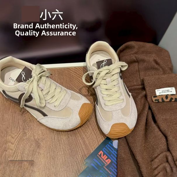 Chen Xiaoliu Genuine Soft Leather Tilted Toe German Training Shoes Amber Flowing Light Style Women's Summer Autumn Sports Casual Soft Sole_vogvips.com