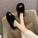 2024 Autumn Winter New Outdoor Korean Student Internet Celebrity Same Style Furry Cross Cotton Slippers For Women_vogvips.com