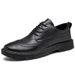 Euro Step Men's Leather British Style Black Casual Business Formal Korean Trend Brogue Thick Sole Height Increasing Shoes For Men_vogvips.com
