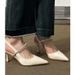 French-style Rhinestone High-heeled Women, 2026 New Spring Collection, Pointed-toe Stiletto Heel Closed-toe Sandals,_vogvips.com