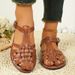 P 1562026 New European And American Style Closed-toe Woven Roman Sandals (adjustable Buckle)_vogvips.com