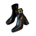Sheepskin Version~ Genuine Leather Retro Square Toe Belt Buckle Chunky Heel Slim Elegant Commuting Versatile Short_vogvips.com