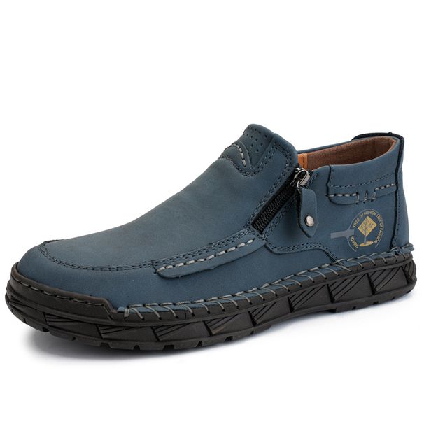Men's Martin Boots Outdoor Large Size Zipper Men's Short Boots Casual Hand Sewn Tooling Boots_vogvips.com