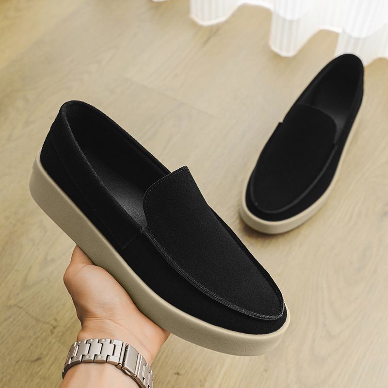 SHLIANG Men's Loafers Soft Suede Slip-on Shoes Man Flats Lightweight Comfortable Driving Shoes For Man Casual Shoes Y0606_vogvips.com