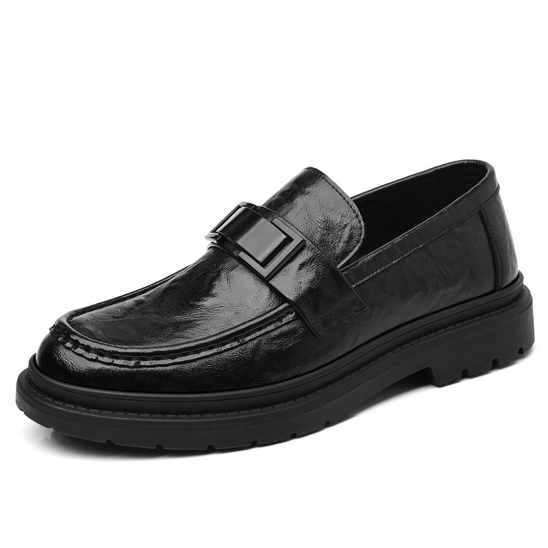 Men's Genuine Leather Round Toe Loafers Handcrafted Texture Comfort Slip-on Shoes_vogvips.com