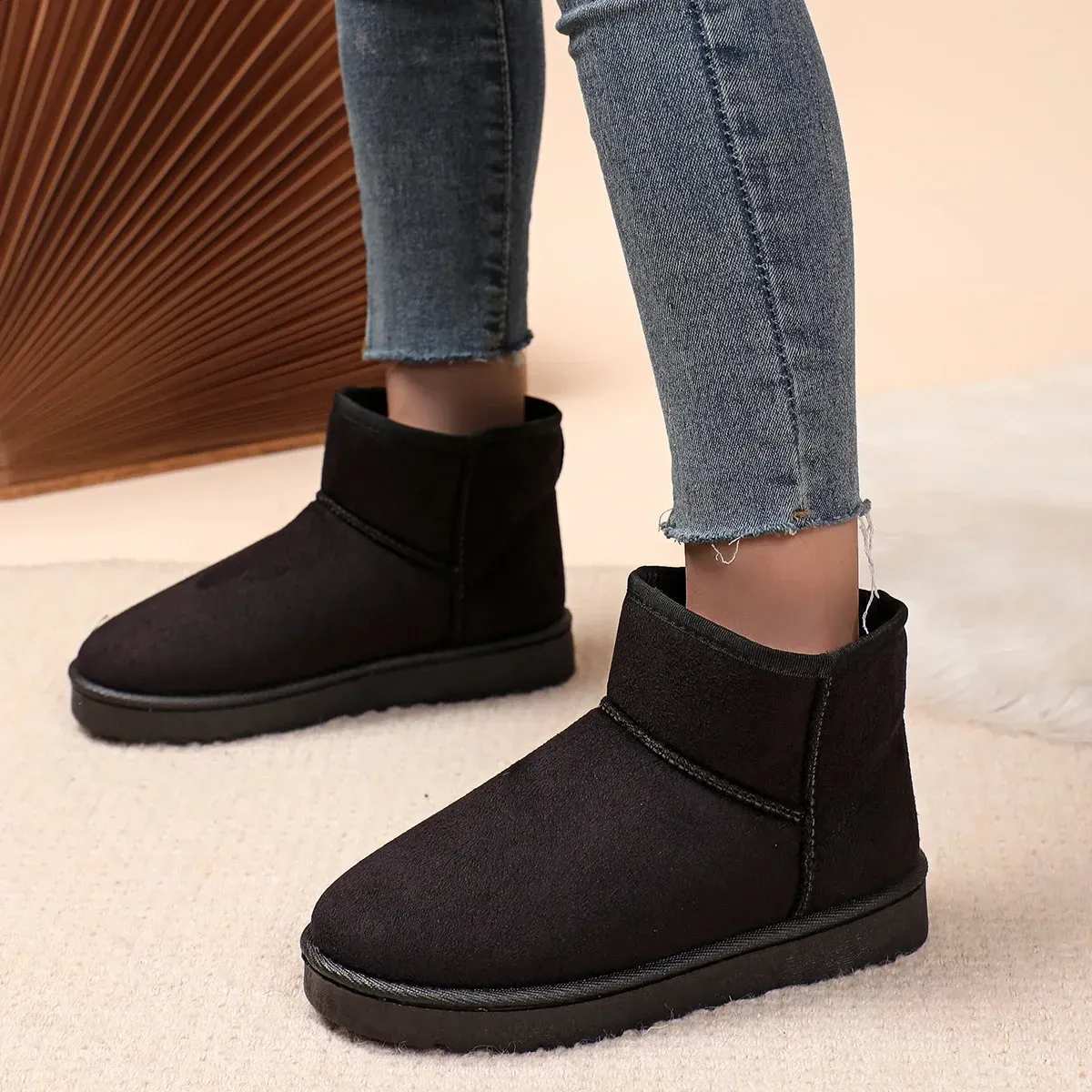 Cotton shoes womens winter snow plus fleece thickened warm 100 flat short boots women non-slip 240826_vogvips.com