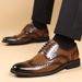 (Real Soft Sole) High-end Brogue Carved Business British Formal Leather Shoes, Men's Large Size Derby Shoes_vogvips.com