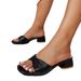 European And American Style Women's For Going Out, Fashionable New Thick-heeled Sandals With Cross Straps, Elegant_vogvips.com