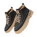 Men's Casual Boots - Round Toe Low Top Work Boots With Lace-Up Closure, PU Leather Upper & Rubber Sole For Daily Wear_vogvips.com