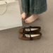 First Encounter Season French-style Flat Suede Bow Square-toed Mary Jane Shoes With A Simple Buckle Strap That Doesn't_vogvips.com