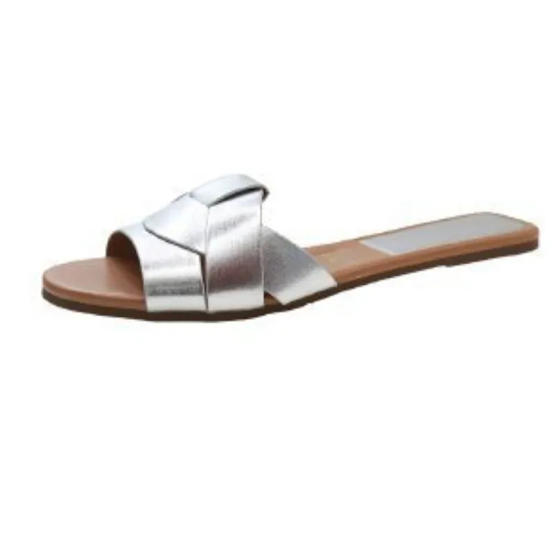 Summer Fashion Designer Traf Woman Flat New Woven With Comfortable Casual Bottom Slippers Women's Shoes_vogvips.com