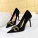 Elegant Pointed-Toe High Heel Pumps With Metallic Buckle - Ultra Slim Stiletto Heels For Women, Perfect For Parties & Evening Events_vogvips.com