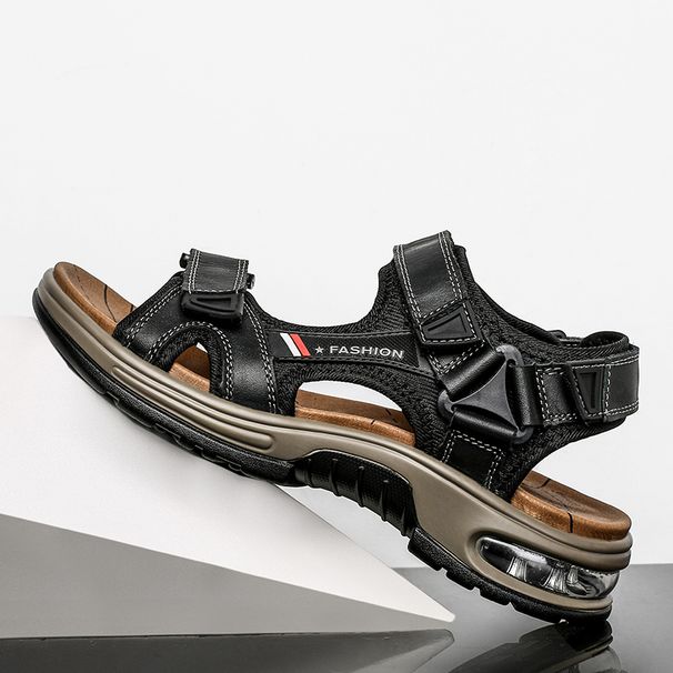 Brand Summer Men's Genuine Leather Slippers Gladiator Men Beach Sandals Soft Comfortable Outdoors Wading Shoes 38-46_vogvips.com