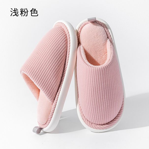 New Japanese Style Home Indoor Soft Sole Non-Slip Women, Fleece-Lined Warm Floor Silent Plush Cotton Slippers For Men_vogvips.com