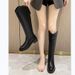 Over-the-Knee Short Petite Women, Chunky Heel V-Cut Pointed Toe Riding Boots, 2023 Autumn Winter New Thick-Soled Long_vogvips.com