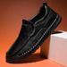 Men's Casual Leather Shoes Autumn Genuine Leather Soft Sole Slip-Resistant Hand-Stitched Slip-On Loafers Moccasins_vogvips.com