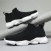 Mens Beige Knit Sock Sneakers Breathable Slip On Casual Shoes_vogvips.com