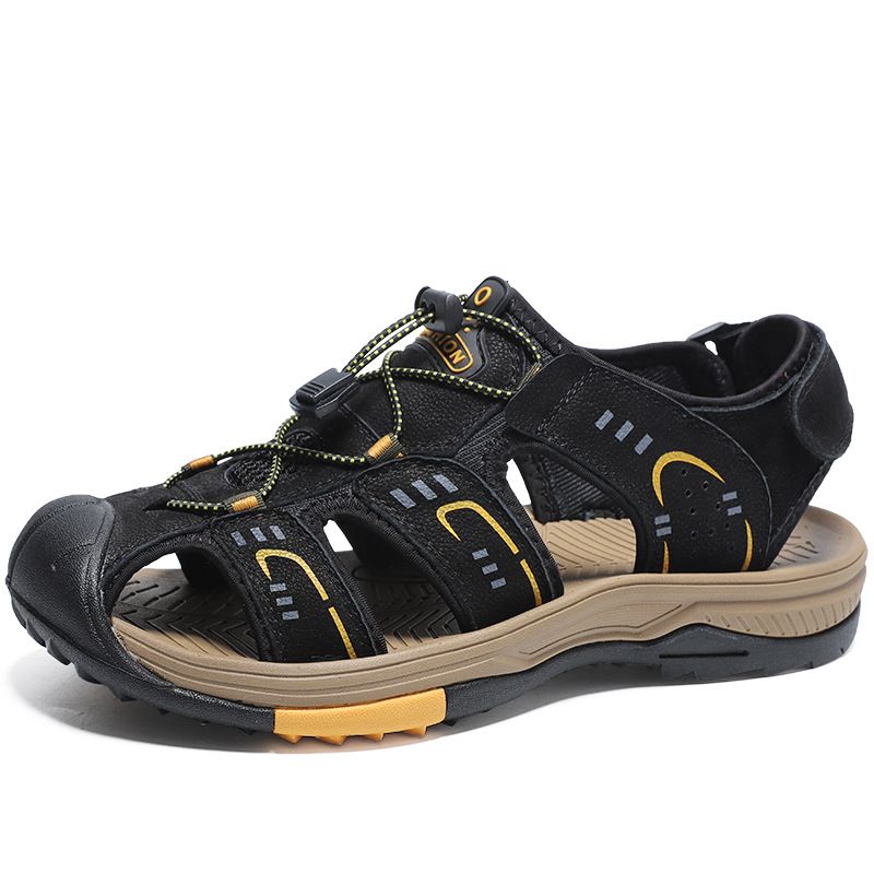 Plus-Size Beach Shoes For Men, Summer Outdoor Men's Sandals, Soft-Soled Closed-Toe Outdoor Casual Slippers For Men_vogvips.com