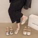 French Flat-bottomed Rhinestone Light-mouth Silver Single Shoes, Female Summer Fairy Style With Skirt One-word Mary Jane Shoes_vogvips.com
