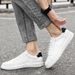 Men's Board Shoes Two-layer Cowhide Lace-up Breathable Mesh Men's Casual Shoes Cool Little White Shoes_vogvips.com