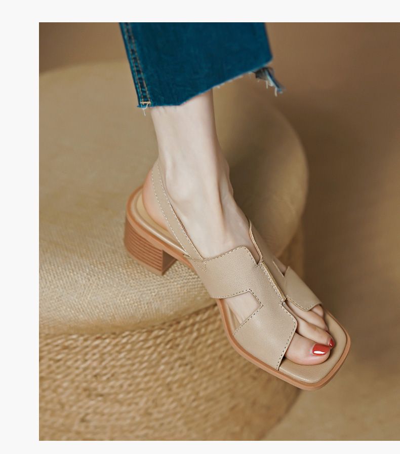 2025 Spring Buckle Heel Women's Shoes,Outdoor Wear New Style,Open Toe,Chunky Heel,Casual_vogvips.com