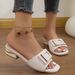 Square Buckle For Women 2024 Summer New European And American Style Large Size Fashion Peep Toe Comfortable Outdoor Low_vogvips.com