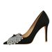 Bow Single Shoes Thin Heel Super High Heel Satin Light Luxury Pointed Head Shallow Mouth High Heel Single Shoes_vogvips.com