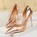 Women's Sexy Stiletto Heels With Metal Accents & Side Cut-Out Design - Pointed Toe High Heels For Evening Parties & Night Out Sexy Nightclub Shoes_vogvips.com