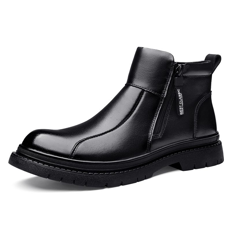 Men's Shoes Wool Velvet Warm High-top Men's Sot-soled Casual Leather Boots Martin Boots Tide_vogvips.com