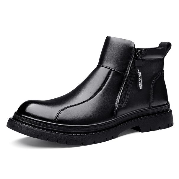 Men's Shoes Wool Velvet Warm High-top Men's Sot-soled Casual Leather Boots Martin Boots Tide_vogvips.com